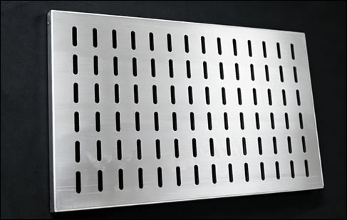 Slotted hole aluminum 5052 perforated plate 18 gauge in 2 inch x 1/2 inch slots for drainage cover