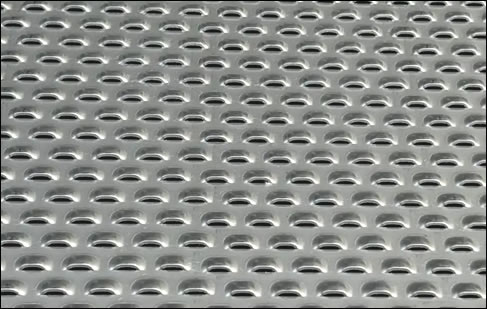 Blade shape embossed perforated mesh