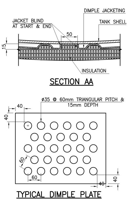 Stainless steel 316 dimpled plate for equipment jacket