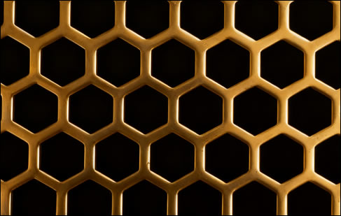 Honeycomb perforated steel mesh decorative bronze anodized finish