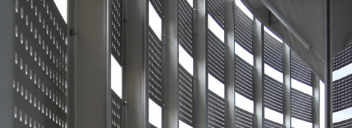 Stainless steel screen perforated facade cladding panels