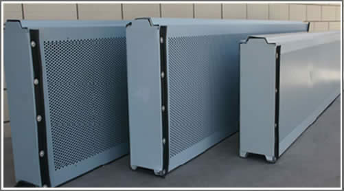 Sandwich perforated steel panels with rock wool infill